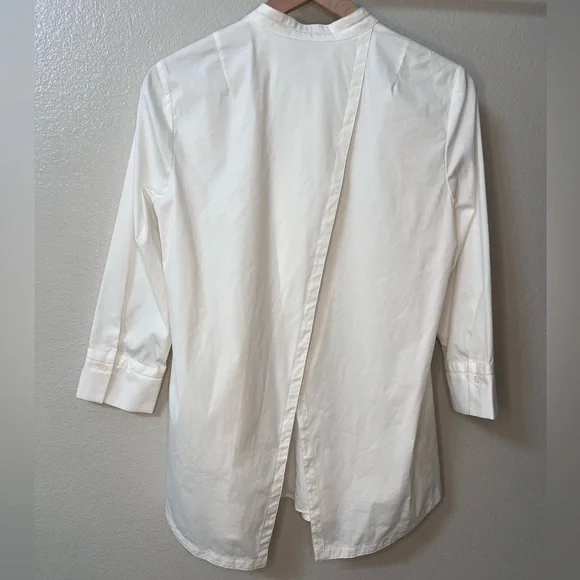Lafayette 148 White Mandarin Collar Button Down Tunic Shirt - Picture 4 of 8